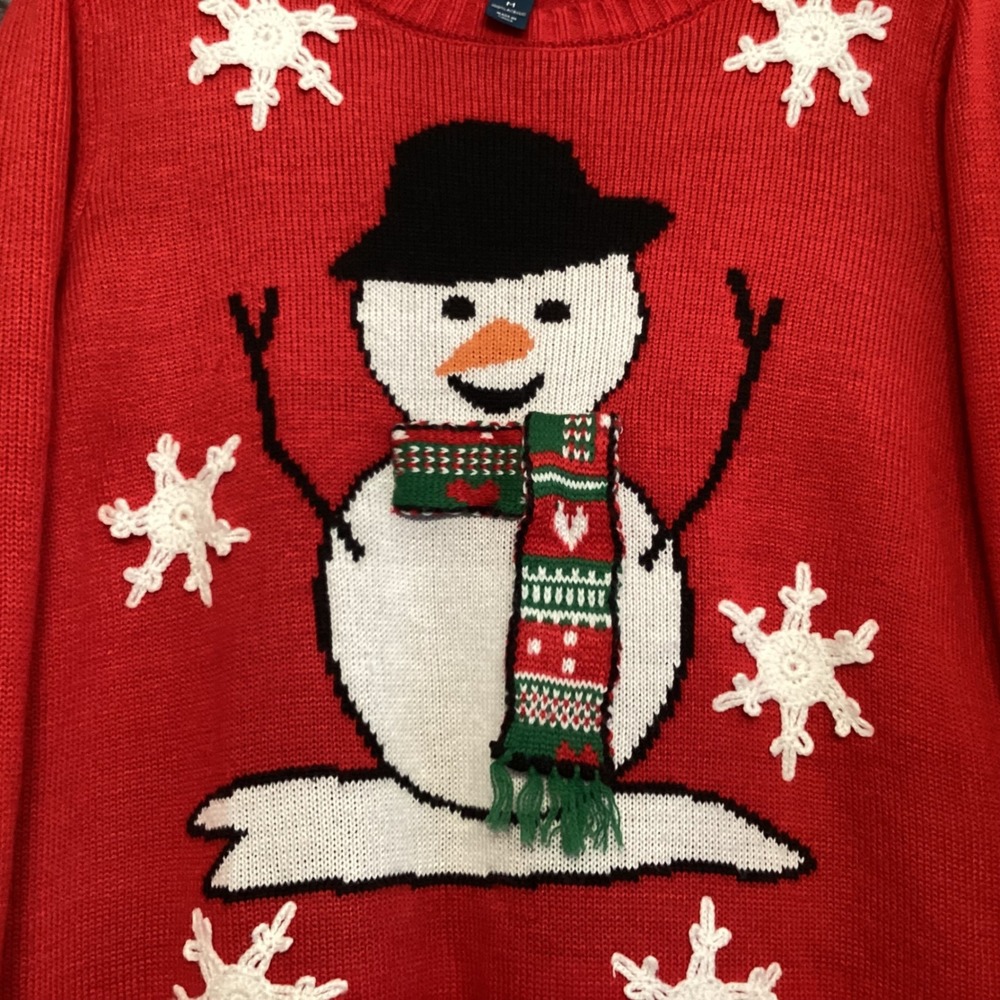 Karen Scott Womens Red Snowman Snowflake Ugly Christmas Sweater Size M Acrylic - Picture 5 of 8